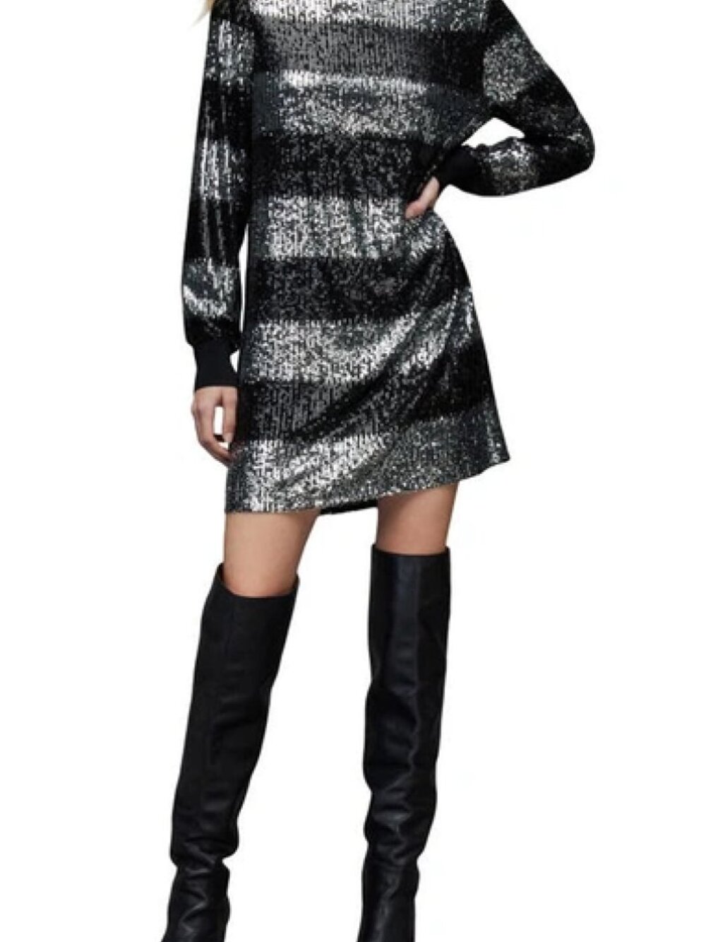 Super Fun All Saints Juela Sequined Stripe Dress